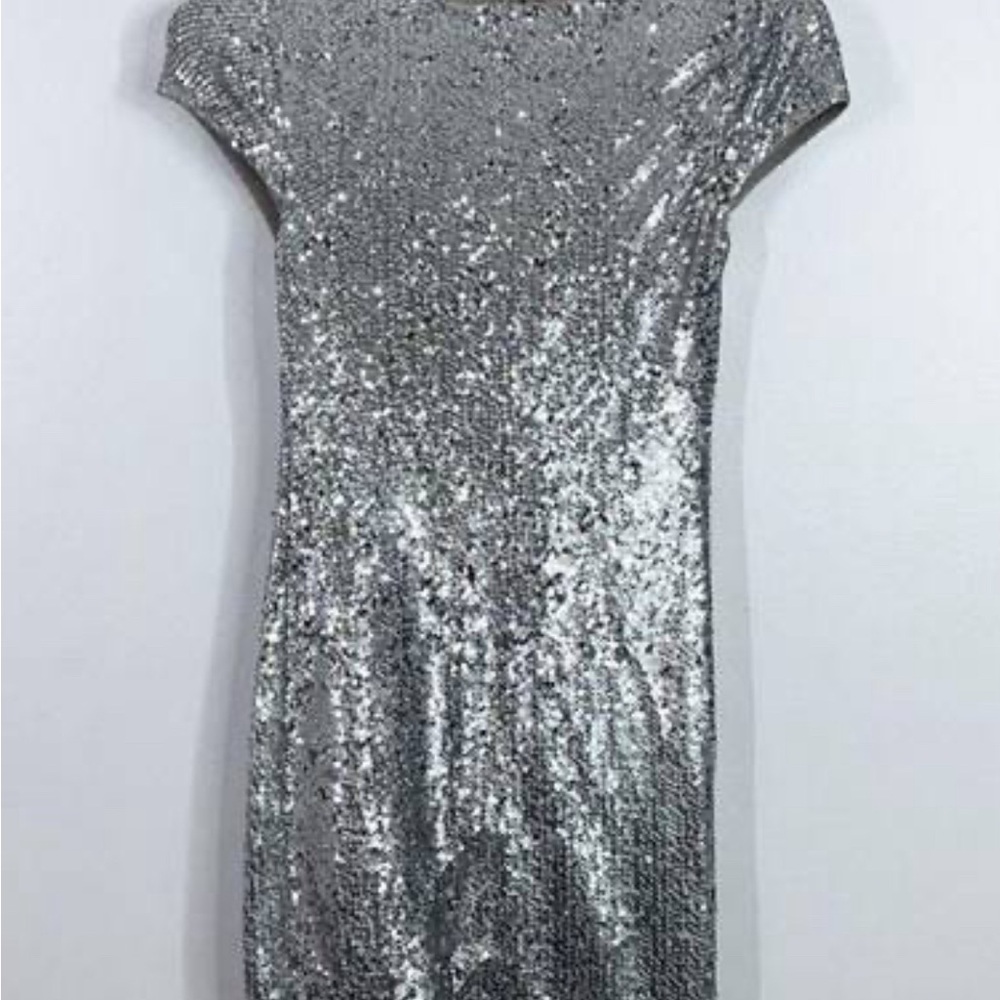 Backless brand silver sequence mini dress size S